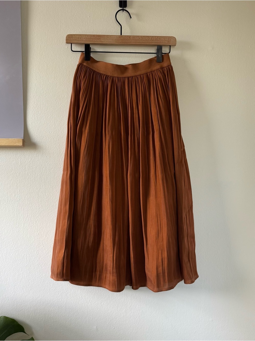a new day Rust Brown Pleated Midi Skirt